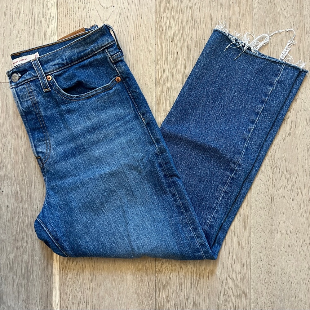 Levi's Premium Wedgie Straight Leg Button Fly Raw Hem Jeans
